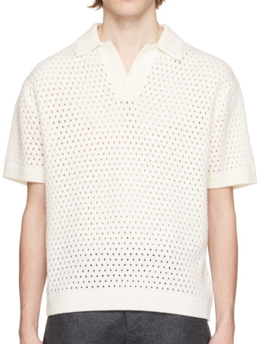 King & Tuckfield Off White Knit Polo